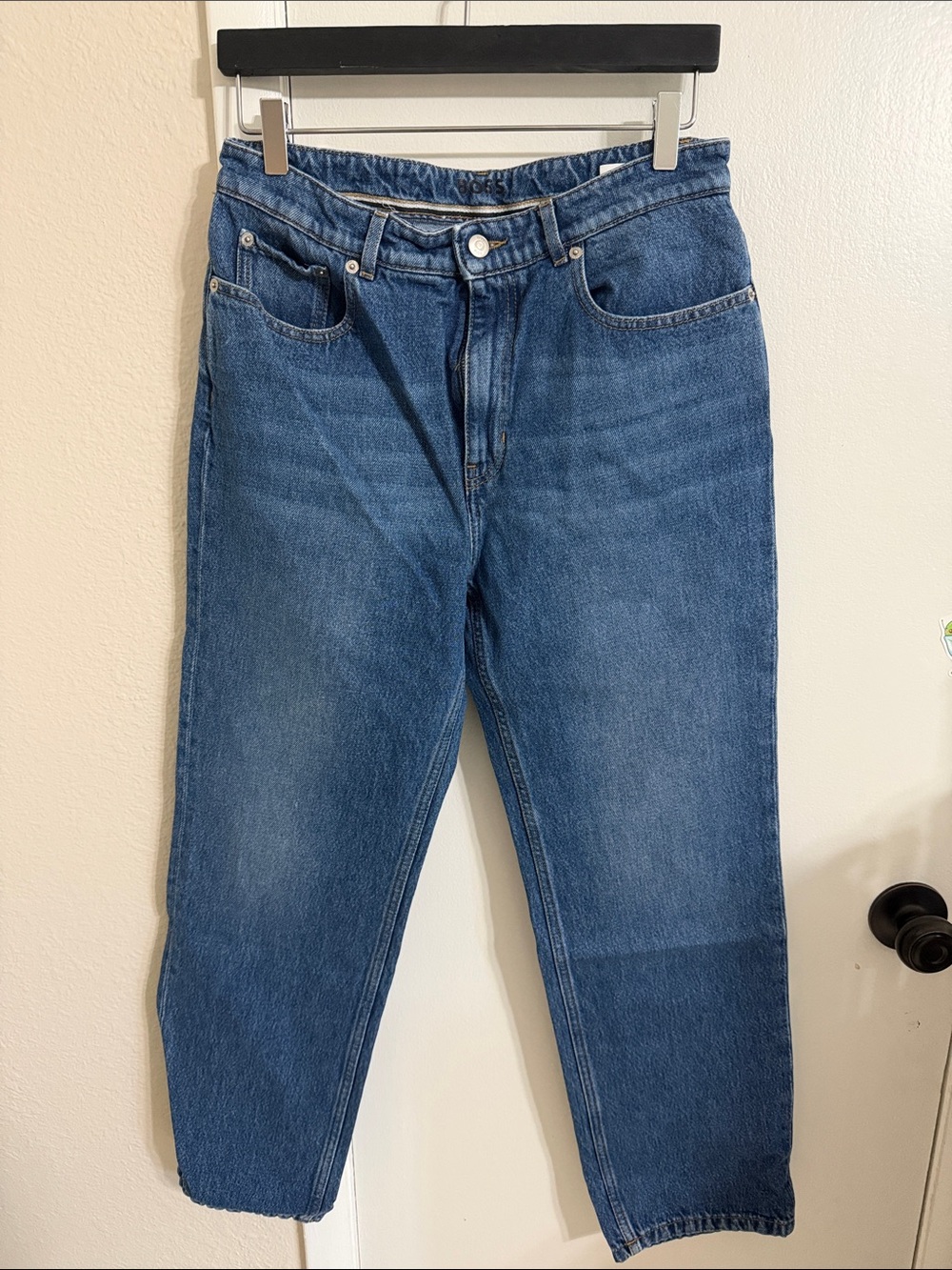 Hugo Boss Dark Blue Denim Jeans with Contrast Stitching